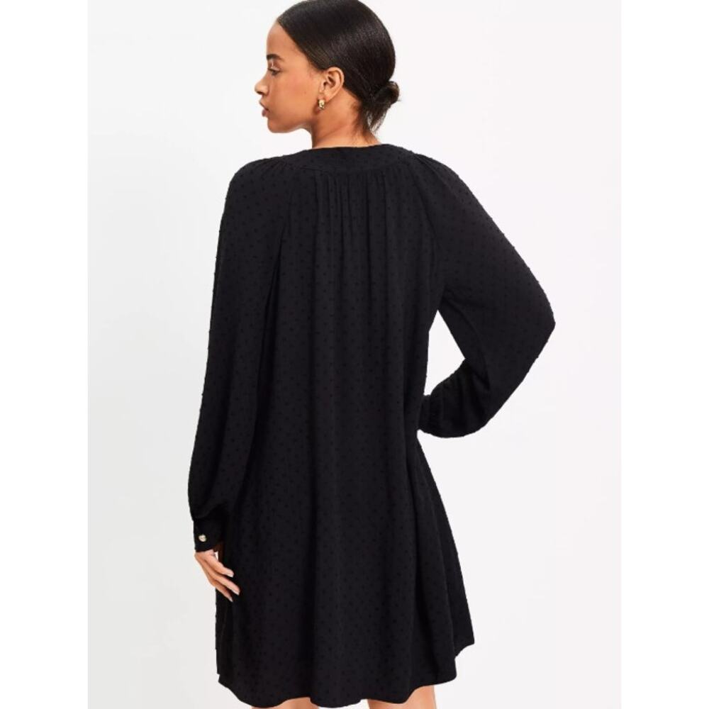 NWT LOFT Clip Button Swing Dress, Black, Size M/8 - Picture 2 of 7